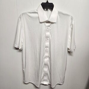Collars & Co. Polo Shirt Mens XL White Dress Collar Short Sleeve Button Front
